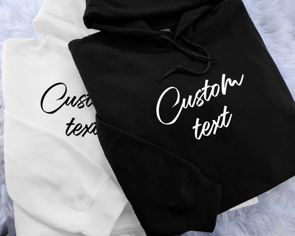 Custom Text Hoodies, Personalised Names/Text Printed Hoody, your Own Text custom Jumper, Family Matching Hooded Sweatshirt