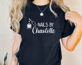 Custom Saloon Shirt, Nail Technician Any Name Printed T Shirt, Personalised Logo Beauticians Make Up Artist Uniform, Barbers Spa Uniform Top