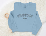 Custom Embroidered Crewneck Sweatshirt, Personalised Date Text Varsity Sweater, Comfort Color Unisex Mom Jumper, Long Distance Birthday Gift