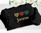 Personalised Valentine Hearts Trio Sweatshirt, Embroidered Couple Matching Custom Name or Text Sweater, Valentine Unisex Jumper, GF BF Gifts