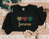 Personalised Valentine Hearts Trio Sweatshirt, Embroidered Couple Matching Custom Name or Text Sweater, Valentine Unisex Jumper, GF BF Gifts