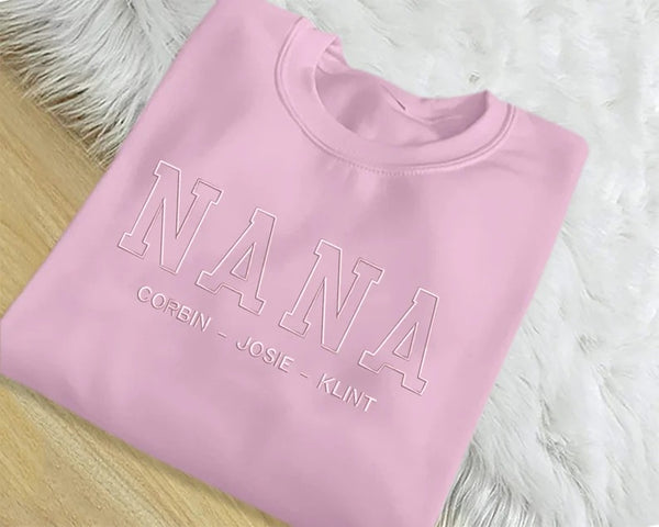 Embroidered Nana Sweatshirt, Custom Kids Name Matching Sweater, Personalised Name Crewneck Jumper, Grandma Sweatshirt, Nana Birthday Gifts