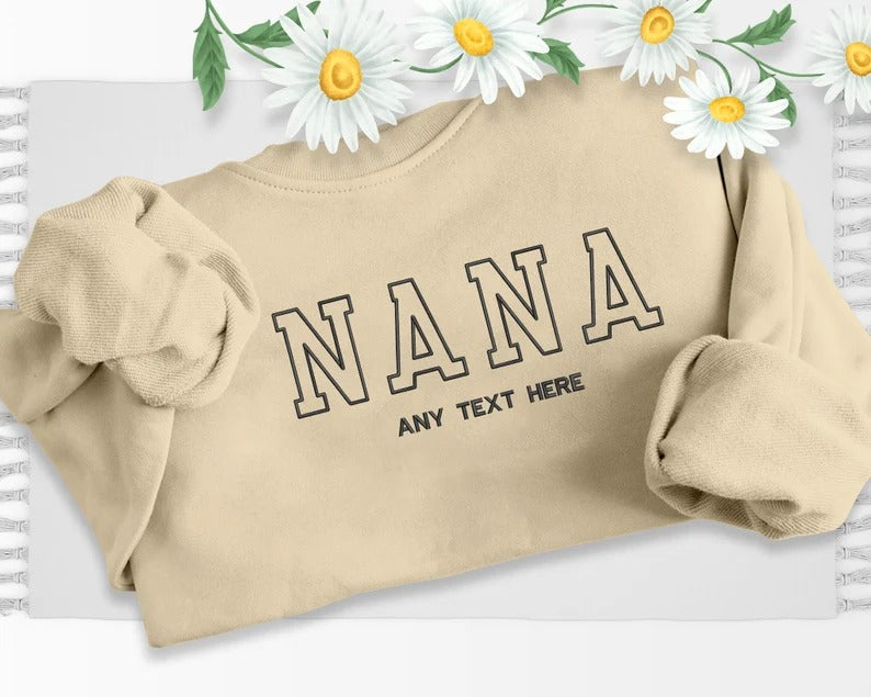 Embroidered Nana Sweatshirt, Custom Kids Name Matching Sweater, Personalised Name Crewneck Jumper, Grandma Sweatshirt, Nana Birthday Gifts