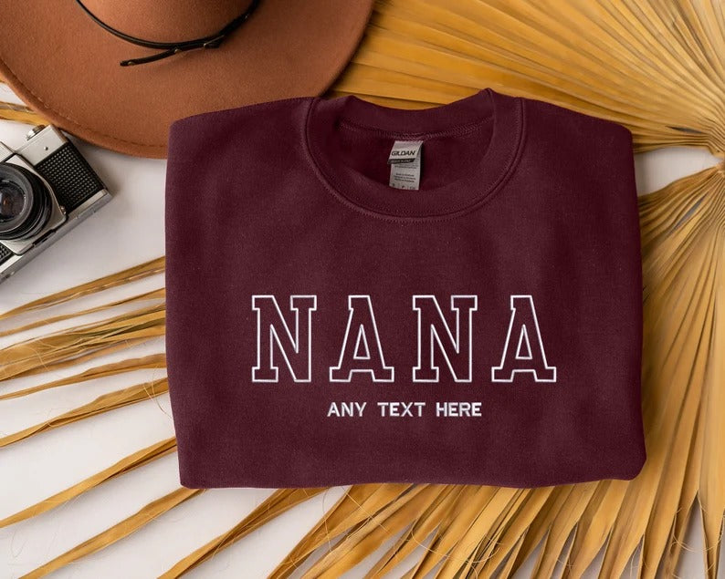 Embroidered Nana Sweatshirt, Custom Kids Name Matching Sweater, Personalised Name Crewneck Jumper, Grandma Sweatshirt, Nana Birthday Gifts