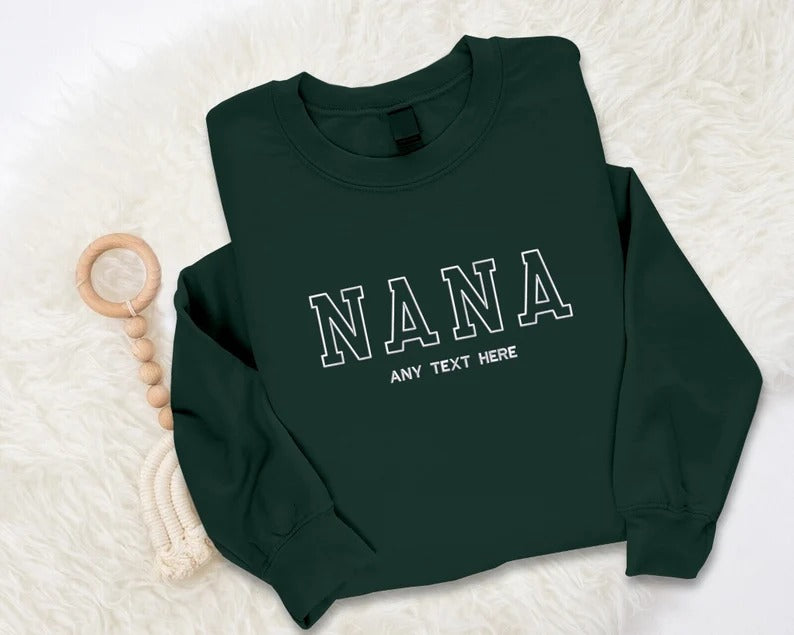 Embroidered Nana Sweatshirt, Custom Kids Name Matching Sweater, Personalised Name Crewneck Jumper, Grandma Sweatshirt, Nana Birthday Gifts