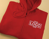 Custom Embroidered Full Zip Hoodie, Personalised Text/Logo/Design Hooded Jumper, Brand & Company Logo Zip up Hoody, Your Own Business Hoodie