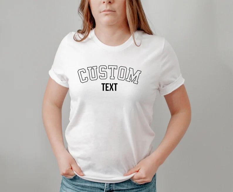 Personalised Text Printed Shirt, Custom Double Text T-Shirt, Comfy Fitted Adults Tops, Choose Your Words Shirt, Memorial Gift for Loved Ones