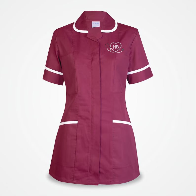 Custom Embroidery Nurse Tunic, Personalised Logo/text V Neck Tunic, Registered Nurse Top, Nurse Graduate Gift, Half Sleeves Scrub for Ladies