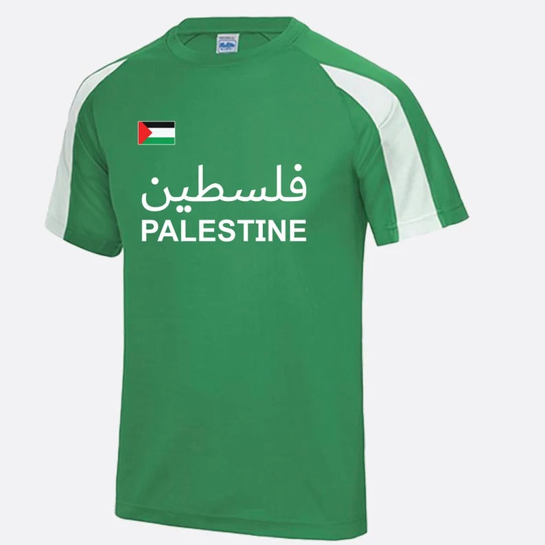 Palestine Flag Football Shirt, Palestine Arabic Name Printed T Shirt, Palestine Football Lover Tee Tops, Fully Polyester Shirt, Muslims Gift