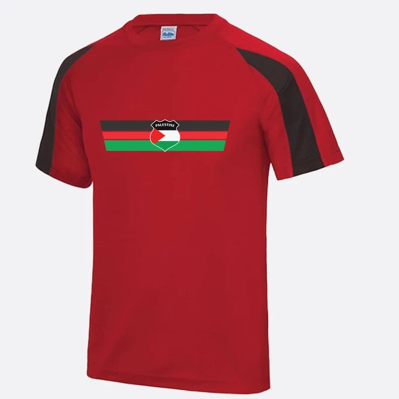 Palestine Flag Football T Shirt, Palestine Logo Chest Printed Shirt, Palestine Football Lover Tee Tops, 100 Polyester Shirt, Footballer Gift