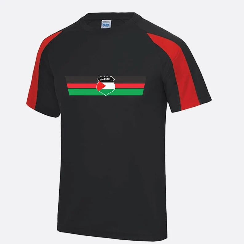 Palestine Flag Football T Shirt, Palestine Logo Chest Printed Shirt, Palestine Football Lover Tee Tops, 100 Polyester Shirt, Footballer Gift