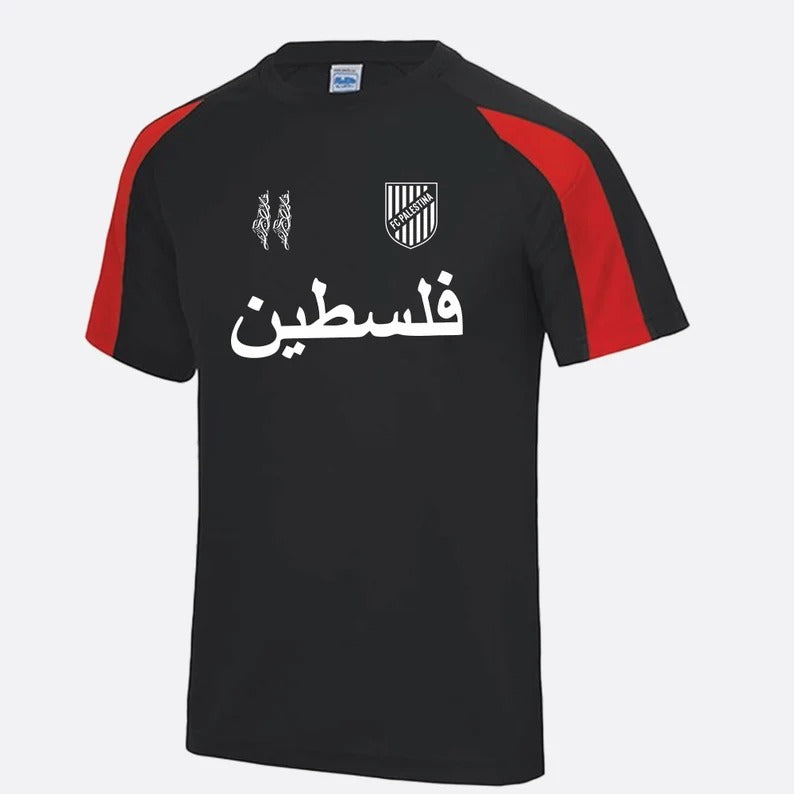 Palestine Football Shirt, Palestine Logo Arabic Name Printed T Shirt, Palestine Football Lover Tee Tops, Fully Polyester Shirt, Muslims Gift