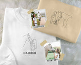 Personalised Horse Portrait Sweatshirt, Embroidered Outline Sketch from Photo Sweater, Custom Pet Name Jumper, Unique Gifts for Horse Lovers