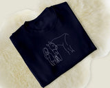 Personalised Horse Portrait Sweatshirt, Embroidered Outline Sketch from Photo Sweater, Custom Pet Name Jumper, Unique Gifts for Horse Lovers