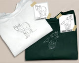 Personalised Horse Portrait Sweatshirt, Embroidered Outline Sketch from Photo Sweater, Custom Pet Name Jumper, Unique Gifts for Horse Lovers