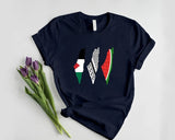 Palestine Maps T Shirt, Palestine Watermelon flag keffiyeh Maps Shirt, Adults Crewneck Comfy Tee Shirts, Next Day Free Shipping UK