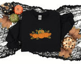 Embroidered Pumpkins Sweatshirt, Spooky Season Autumn Leaves Fall Sweater, Halloween Jumper, Thanksgiving Gift for Couple, Halloween Pumpkin