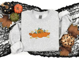 Embroidered Pumpkins Sweatshirt, Spooky Season Autumn Leaves Fall Sweater, Halloween Jumper, Thanksgiving Gift for Couple, Halloween Pumpkin