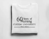 Custom Embroidered Nursing Crewneck, University Merch Nurse Appreciation Gift, Personalised Nursing Apparel, 60 College Anniversary Sweater