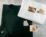 Hamster Portrait from Photo Sweatshirt, Cute Hamster Mom Crewneck Jumper, Custom Embroidered Pet Sketch Sweater, Best Hamster Owners Gift