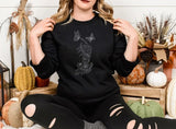 Floral Skeleton Hand Embroidered Sweater, Halloween Skeleton Hand & Butterfly Crewneck Sweatshirt, Spooky Season Halloween Jumper, Fall Tops