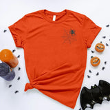 Halloween Tarantula Spider T Shirt, Embroidered Spider's Web Monogram Printed Tshirt, Fall Unisex Adult Tees, Family Matching Halloween Tops