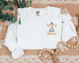 Embroidered Spooky Season Sweater, Halloween Ghost Monogram Sweatshirt, Autumn Fall Spooky Crewneck Jumper, Halloween Night Matching Outfits