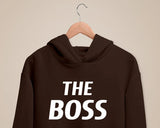 The Boss & Real Boss Couple Hoodie, Matching Hooded Sweatshirt, Funny Minimalistic Office Jumper, Cute Couple Anniversary Outfit, BF GF Gift