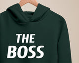 The Boss & Real Boss Couple Hoodie, Matching Hooded Sweatshirt, Funny Minimalistic Office Jumper, Cute Couple Anniversary Outfit, BF GF Gift