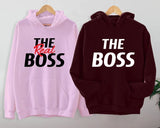 The Boss & Real Boss Couple Hoodie, Matching Hooded Sweatshirt, Funny Minimalistic Office Jumper, Cute Couple Anniversary Outfit, BF GF Gift