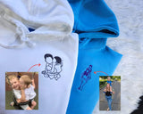 Custom Pet Embroidered Photo Hoodies, Personalised Outline Sketch from Picture Hoody, Couple Matching Comfy Jumpers, Pet Remembrance Gifts