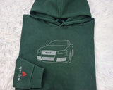 Embroidered Car Sketch Hoodies, Personalised Car Outline from Photo Hoody, Car Photo Boyfriend Jumpers, Car Lover Hoodies, Gift for Car Guys