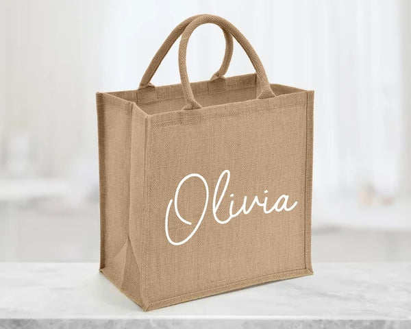 Personalised Tote Bag, Custom Name Printed Totes, Minimalist Canvas Cotton Shopping Bags, Gifts for Wife, Hen Party Tote Bag, Gifts for Her