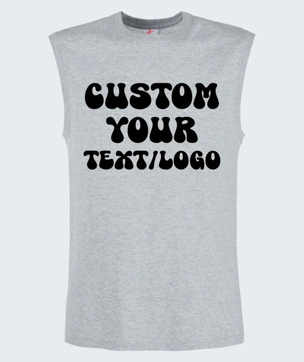 Personalised Text & Logo Tank Top, Create your Design Printed Vest, Custom Sports Team Tank Top, Any Company Logo Here, Unique Mens Tank Top