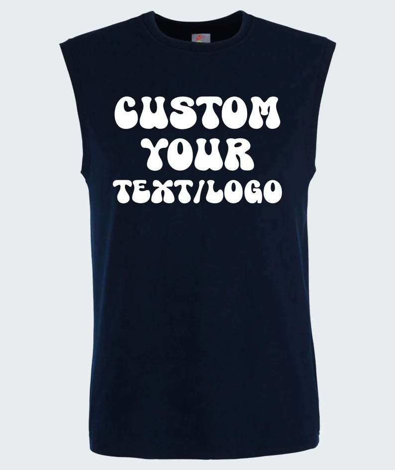 Personalised Text & Logo Tank Top, Create your Design Printed Vest, Custom Sports Team Tank Top, Any Company Logo Here, Unique Mens Tank Top