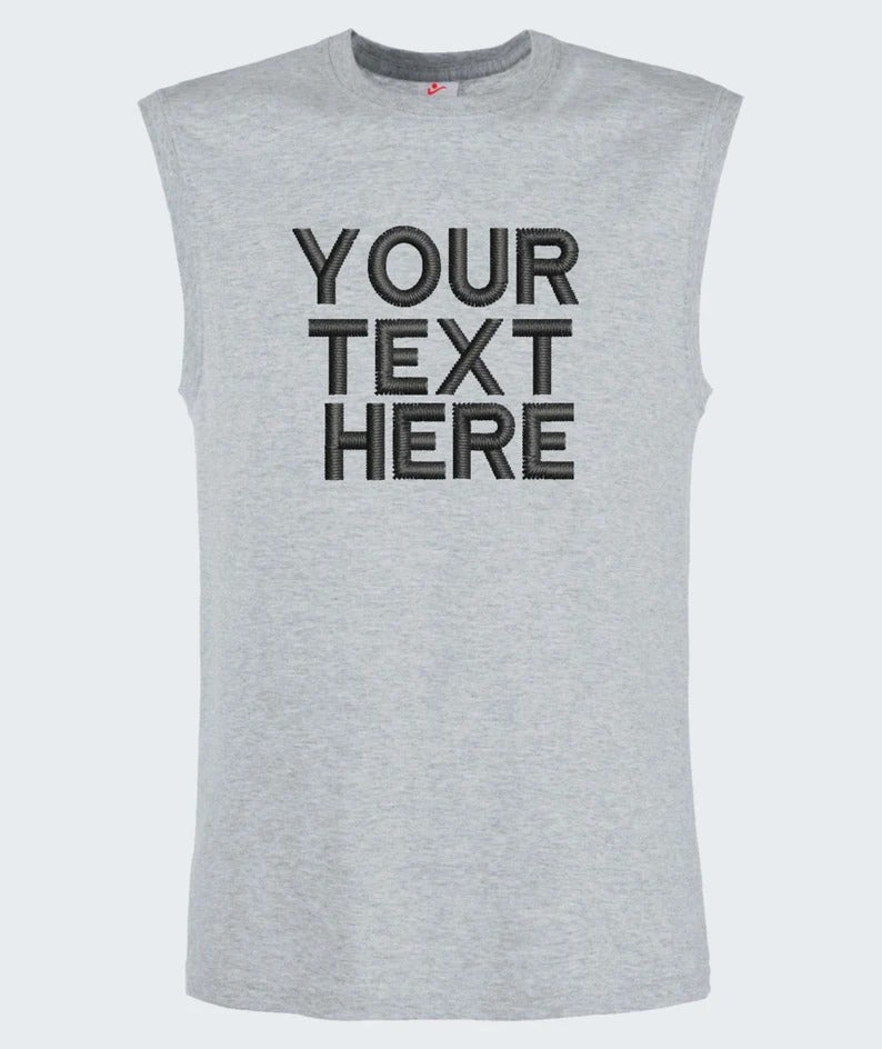 Custom Embroidered Text Tank Top, Your Own Custom Text Tank Top, Personalised Mens Gym Vest, Sports Team Tank Top, Create Your Text Tank Top