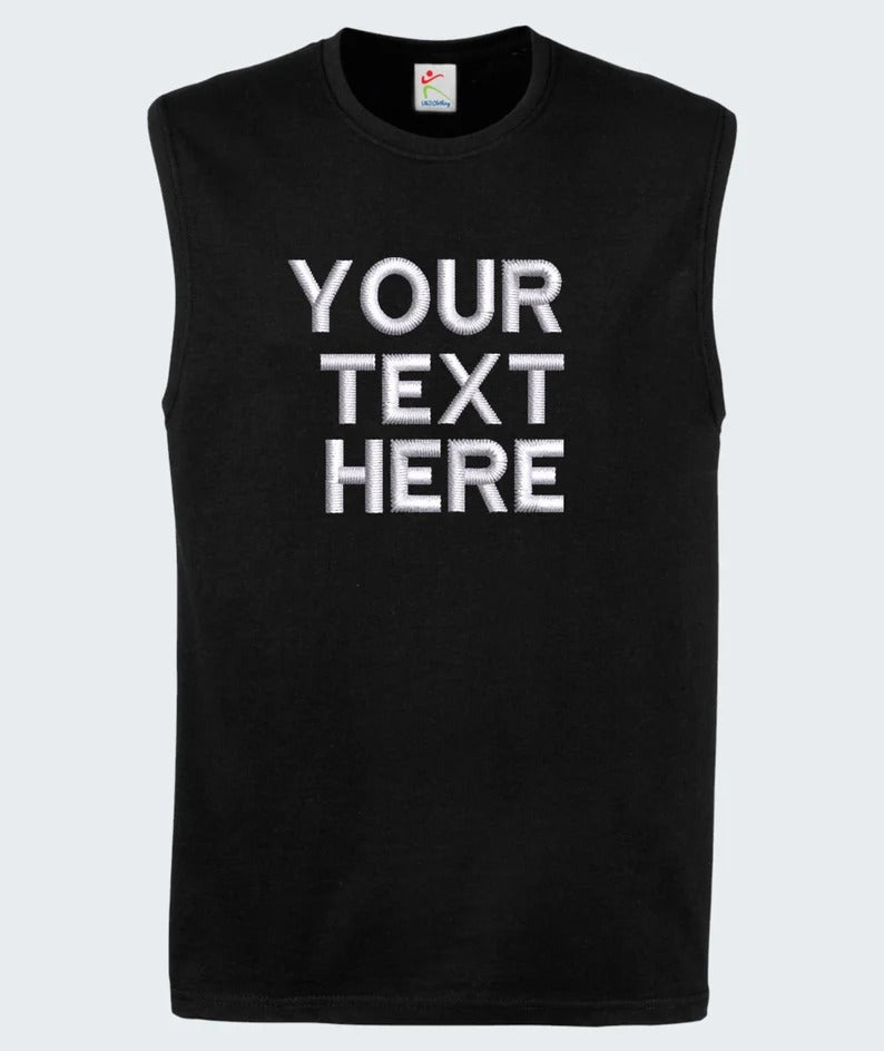 Custom Embroidered Text Tank Top, Your Own Custom Text Tank Top, Personalised Mens Gym Vest, Sports Team Tank Top, Create Your Text Tank Top