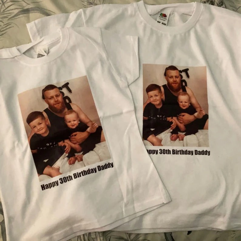 Personalised Text & Image Tee Shirt, Custom Family Photo Printed T-Shirt, Your Image/Design Here Tee Tops, Customised Men Women Kids Gifts