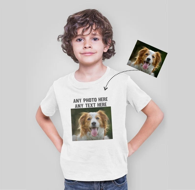 Personalised Text & Image Tee Shirt, Custom Family Photo Printed T-Shirt, Your Image/Design Here Tee Tops, Customised Men Women Kids Gifts