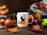 Halloween Cat Mugs, Cat on Pumpkins Halloween Mug, Vintage Halloween Coffee Cups, Spooky Season Fall Mugs, Family Matching Halloween Gifts