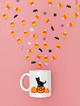 Halloween Cat Mugs, Cat on Pumpkins Halloween Mug, Vintage Halloween Coffee Cups, Spooky Season Fall Mugs, Family Matching Halloween Gifts