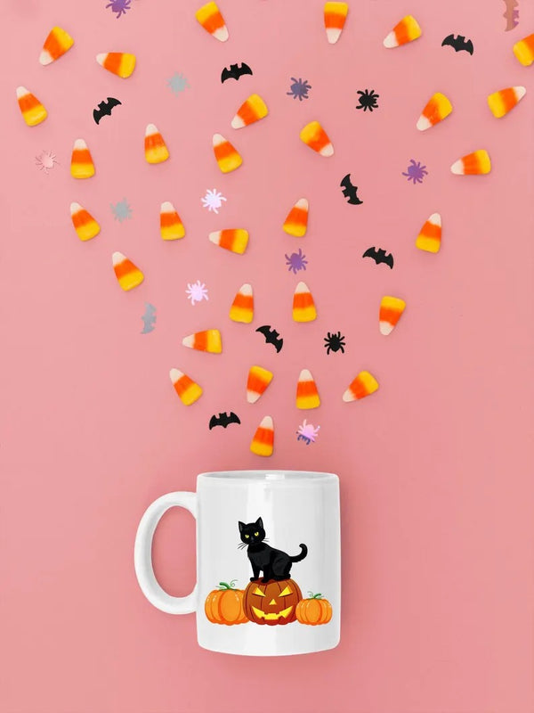 Halloween Cat Mugs, Cat on Pumpkins Halloween Mug, Vintage Halloween Coffee Cups, Spooky Season Fall Mugs, Family Matching Halloween Gifts