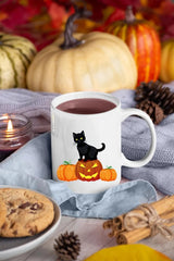 Halloween Cat Mugs, Cat on Pumpkins Halloween Mug, Vintage Halloween Coffee Cups, Spooky Season Fall Mugs, Family Matching Halloween Gifts