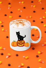 Halloween Cat Mugs, Cat on Pumpkins Halloween Mug, Vintage Halloween Coffee Cups, Spooky Season Fall Mugs, Family Matching Halloween Gifts