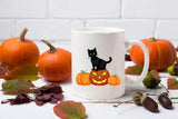 Halloween Cat Mugs, Cat on Pumpkins Halloween Mug, Vintage Halloween Coffee Cups, Spooky Season Fall Mugs, Family Matching Halloween Gifts