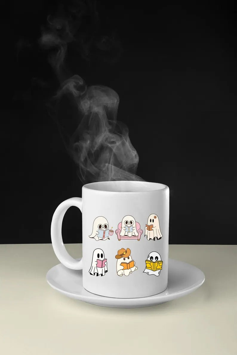 Halloween Ghosts Mugs, Cute Halloween Ghosts Coffee Cups, Halloween Coffee 11oz Ceramic Cups, Spooky Season Gothic Mug, Fall Halloween Gifts