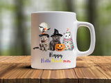 Halloween Cats Mugs, Happy Hallo Thanksmas Halloween Mugs, Vintage Cats Halloween Ceramic Tea Cups, Spooky Season Fall Mug, Halloween Gifts