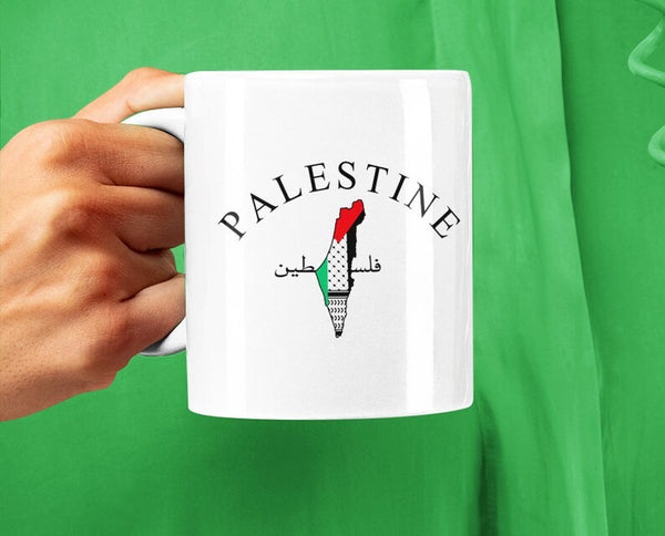 Palestine Map Printed Coffee Mugs, Support Gaza Freedom Tea Mug, Stand for Palestine Mug Gifts, Palestinian Support Dad Birthday Gift Mug