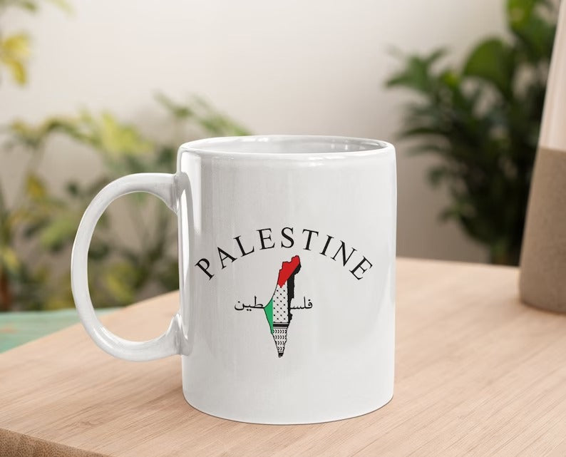 Palestine Map Printed Coffee Mugs, Support Gaza Freedom Tea Mug, Stand for Palestine Mug Gifts, Palestinian Support Dad Birthday Gift Mug