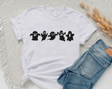 Halloween Ghosts T Shirt, Cute Ghosts Crewneck Printed Shirt, Halloween Crewneck Tees, Halloween Shirt, Family Halloween Party Gothic Outfit